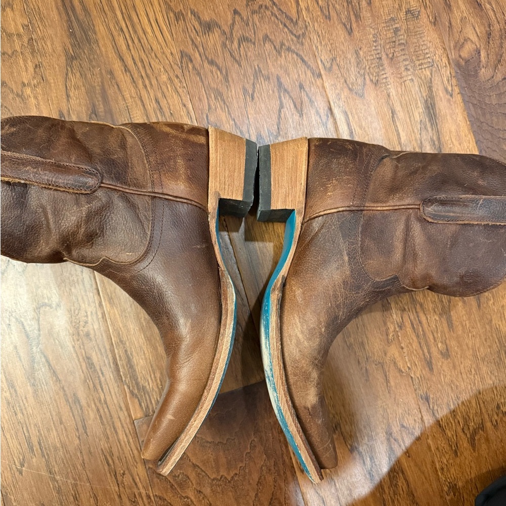 Women's Brown Leather Ankle Boots - Picture 4 of 7